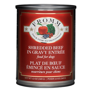 Fromm Four Star Canned Shredded Beef 12/12 oz Case fromm, four star, 4 star, canned, shredded beef, beef, dog food, dog