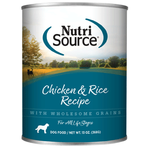 NutriSource Chicken & Rice Canned Dog Food 12/13 oz Case nutrisource, nutri source, canned, chicken and rice, chicken & rice, chicken, dog food, dog