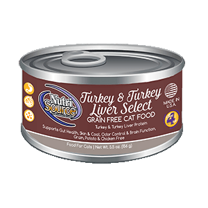 NutriSource Grain Free Turkey & Turkey Liver Select Canned Cat Food 12/5.5 oz Case nutrisource, nutri source, canned, Cat food, grain free, gf, turkey, turkey liver, select