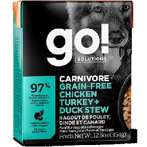 Petcurean Go! Canivore Chicken, Turkey, & Duck Stew Tetra Pack Dog Food 12.5oz 12 Case Petcurean, gf,  Grain Free, Dog Food, dog, Go, Canivore, Chicken, Turkey, Duck, Stew, Tetra Pack 