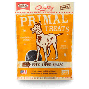 Pork Liver Snaps Dog Treats 4.25oz primal, primal pet foods, pork liver snaps, dog, dog treats, treats, 