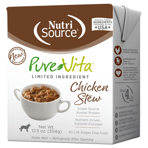 PureVita TPK Chicken Stew Dog Food 12/12.5oz purevita, pure vita, canned, tetrapak, dog food, dry, chicken, stew